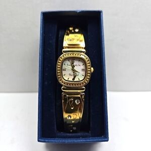 Womens Danbury Mint Footprints In The Sand Gold Tone Stretch Band New Battery